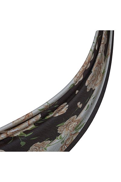 ipekevi Silkmill Peony Tenselsoft Shawl 2882-Black