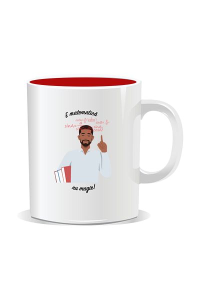 OEM Personalized mug with messages for engineers, It's math not magic - Red interior