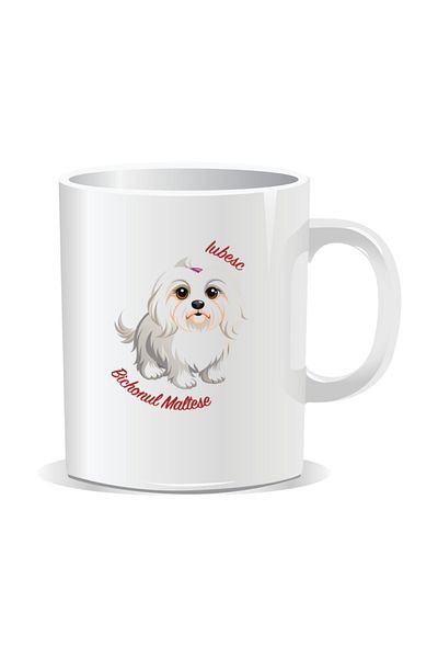 OEM Personalized mug with messages for dog lovers, I love the Maltese Bichon - White interior