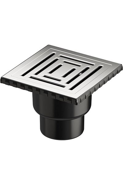 MCreative V-Flow Square 5608286   Shower Channel, Bottom Outlet, 15X15 Cm, Dk 800 Cover, Polished Chrome