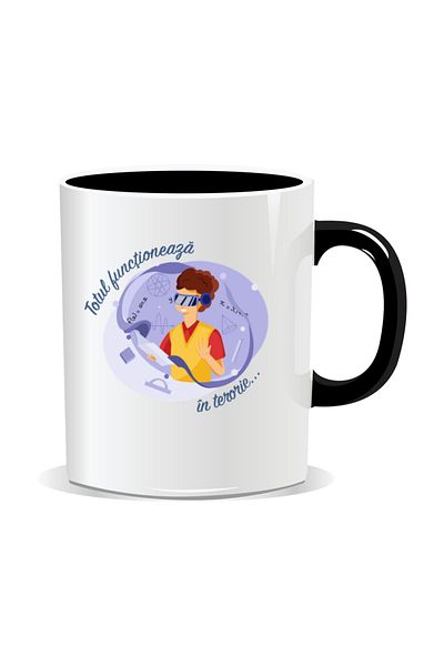 OEM Personalized mug with messages for engineers, Everything works...in theory - Black interior