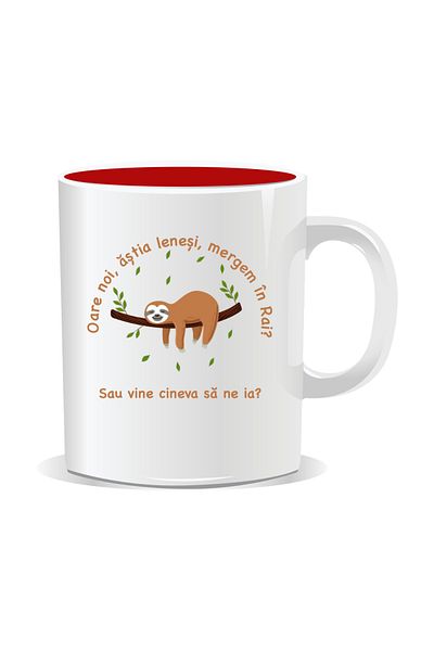OEM Personalized mug with funny message, Are we going to Heaven or is someone coming after us - Red interior