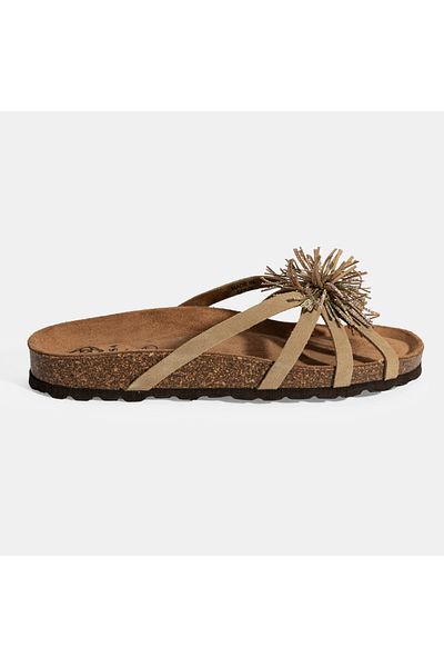 Desa Women's Beige Stone Detailed Suede Slippers