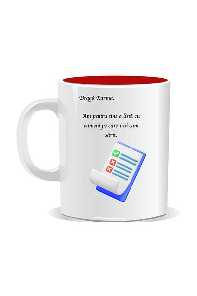OEM Personalized mug with funny message, Dear Karma - Red interior