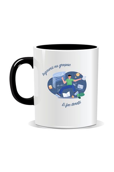 OEM Personalized mug with messages for engineers, Engineers don't make mistakes, they iterate - Black interior