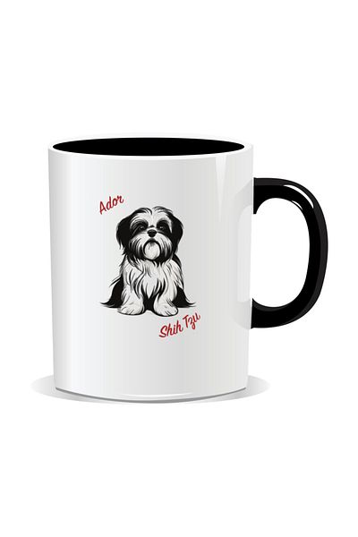 OEM Personalized mug with messages for dog lovers, I love shih tzu - Black interior