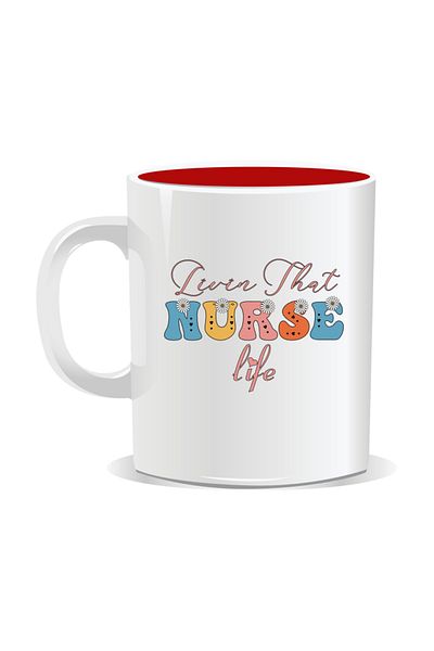 OEM Personalized mug for nurses, Livin' that nurse life - Red interior