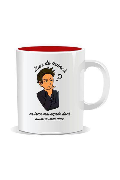 OEM Personalized mug with funny message, The workday would go by faster - Red interior
