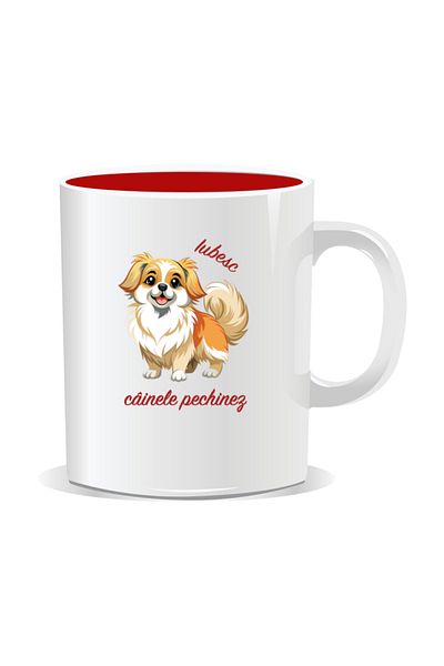 OEM Personalized mug with messages for dog lovers, I love Pekingese dogs - Red interior