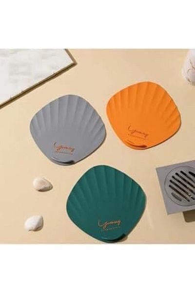 MCreative Seashell Patterned Anti-Bad Odor Silicone Mat Bathroom Kitchen Sink Balcony Spigot Cover Black
