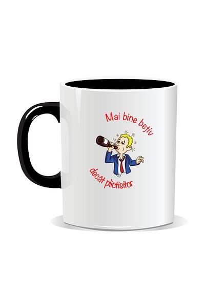 OEM Personalized mug with message for stylish drinkers, Better drunk than boring - Black interior
