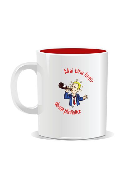 OEM Personalized mug with message for stylish drinkers, Better drunk than boring - Red interior