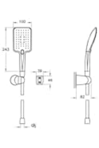 MCreative Shine square a45629sta 3f hand shower set chrome
