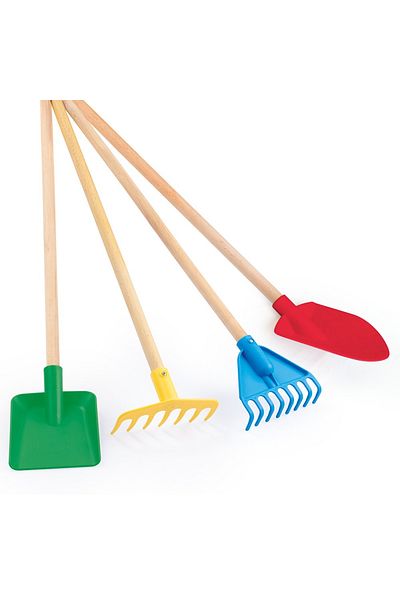RAF Store Giant Size 4-Piece Rake-Shovel Sea Beach Set with Wooden Handle