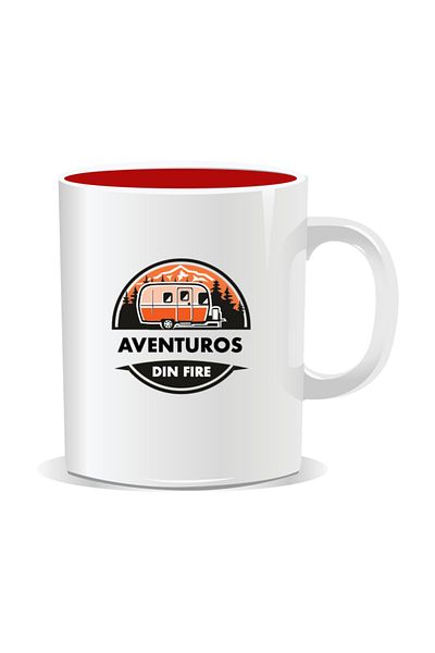 OEM Personalized mug with messages for campers, Aventuros din filo - Red interior
