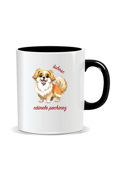 OEM Personalized mug with messages for dog lovers, I love Pekingese dogs - Black interior