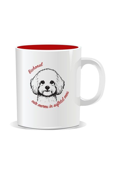 OEM Personalized mug with messages for dog lovers, Bichon is my soul - Red interior