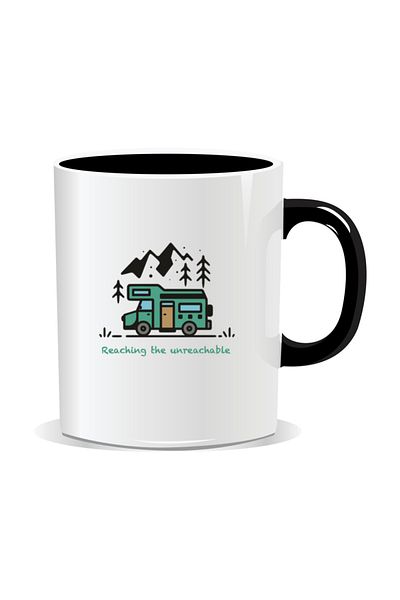 OEM Personalized mug with messages for campers, Reaching the unreachable - Black interior