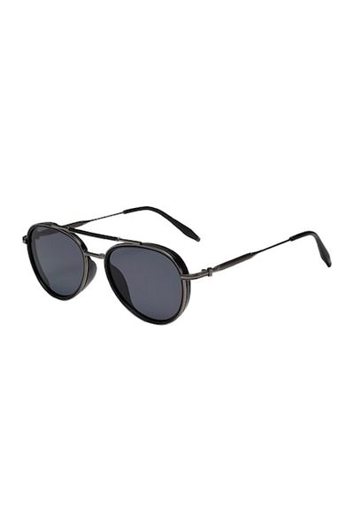 Tessero - Unisex Fashion Aviator Sunglasses, Metal Frame, UV400 Protection, Black