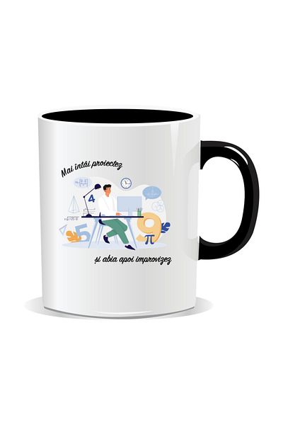 OEM Personalized mug with messages for engineers, I design first - Black interior
