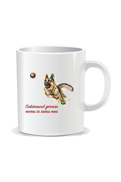 OEM Cana personalizata cu mesaje pentru iubitorii de caini, Ciobanescul german - Interior alb