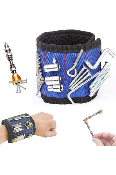Generic APF® Magnetic Tool Bracelet + 2-Head Magnetic Bit – Screw, Nail, Drill Bit Holder, Adjustable Grip