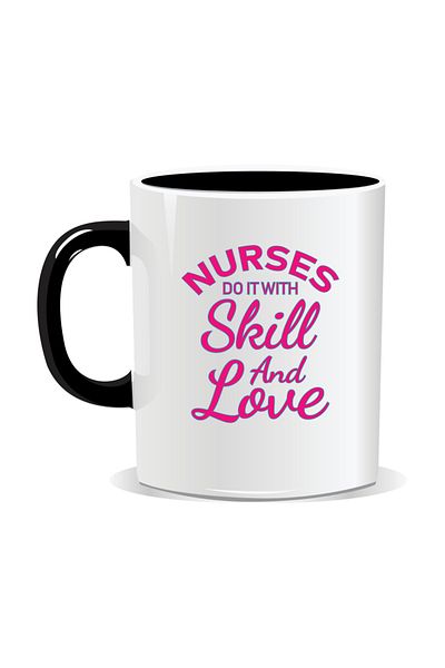 OEM Personalized mug for nurses, Nurses do it with skill and love - Black interior