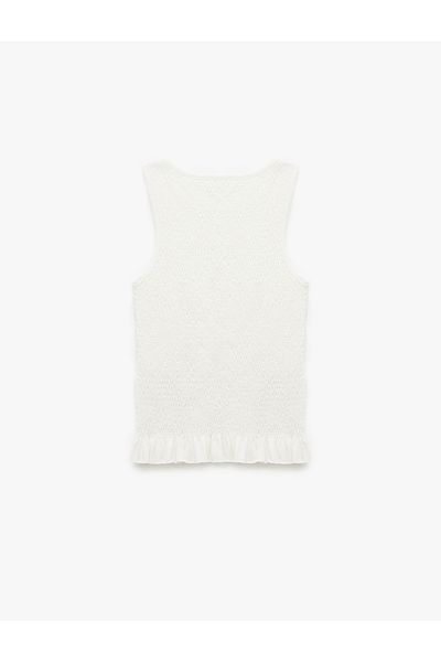 Koton New Season Crew Neck Ruffle Detailed Gipeli Cotton Tank Top