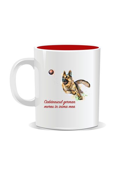 OEM Personalized mug with messages for dog lovers, German Shepherd - Red interior