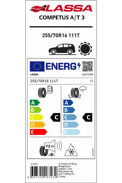 Lassa 255/70R16LT 111T M+S SFM COMPETUS A/T 3 (4x4-SUV) YAZ LASTİĞİ (ÜRETİM YILI:2025)
