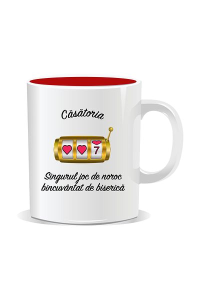 OEM Personalized mug with funny message, the only game of chance blessed by the church - Red interior