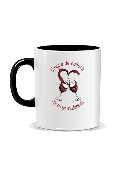 OEM Personalized mug with message for stylish drinkers, Wine is culture - Black interior