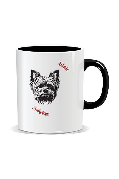 OEM Personalized mug with messages for dog lovers, I love Yorkshire - Black interior