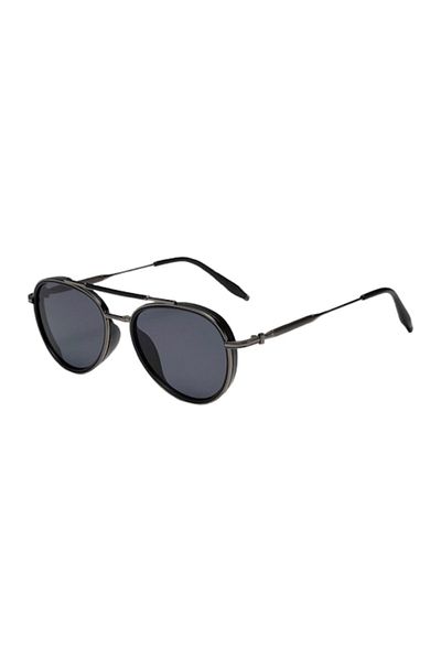 Tessero - Unisex Fashion Aviator Sunglasses, Metal Frame, UV400 Protection, Black