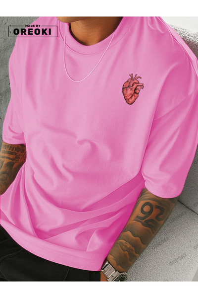 EFFRENATU Life Wish Printed Cotton Fabric Men's Pink T-Shirt-Black Shorts Set