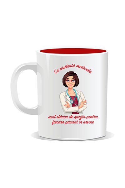 OEM Personalized mug for nurses, Rock of support - Red interior