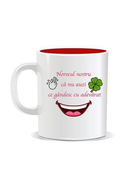 OEM Personalized mug with funny message, Lucky you that you can't hear what I'm thinking - Red interior