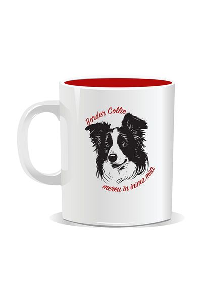 OEM Personalized mug with messages for dog lovers, Border Collie - Red interior