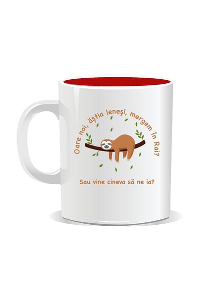 OEM Personalized mug with funny message, Are we going to Heaven or is someone coming after us - Red interior
