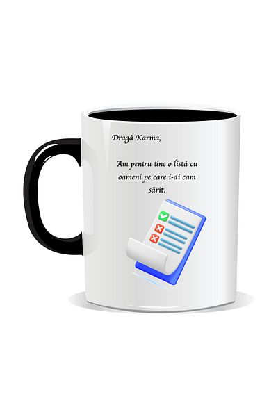 OEM Personalized mug with funny message, Dear Karma - Black interior