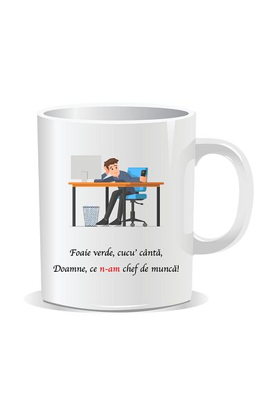 OEM Personalized mug with funny message, Green leaf cuckoo sings - White interior