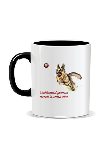 OEM Personalized mug with messages for dog lovers, German Shepherd - Black interior