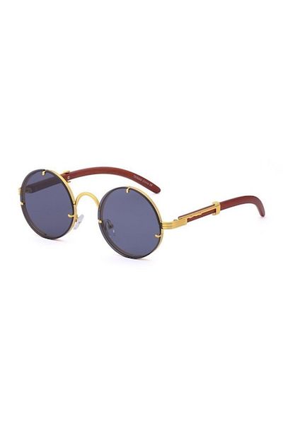 Tessero Sunglasses round, wood imitation model Vintage, UV400 protection, Tessero, unisex, brown