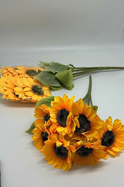Massaltay مجموعة من 7 باقات من زهور الشمس الاصطناعية - ديكور طاولة أنيق وملون