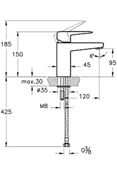MCreative Root Square A42732 Sink Faucet, Chrome