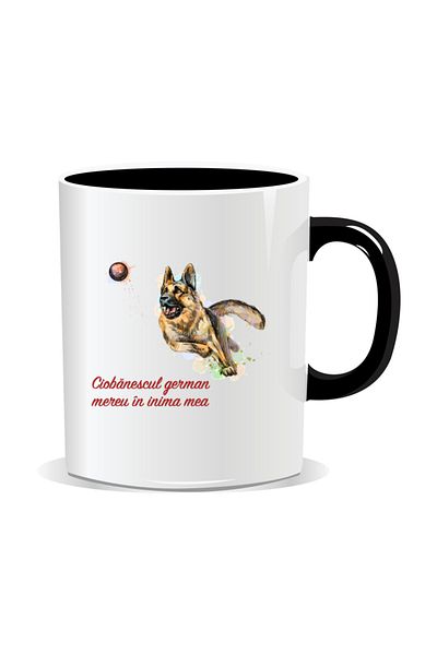 OEM Personalized mug with messages for dog lovers, German Shepherd - Black interior