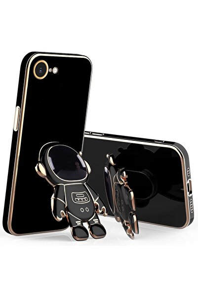Rivor Apple iPhone 16e Kılıf Parlak Kenarlı Altın İşleme Astronot Figürlü Sta...