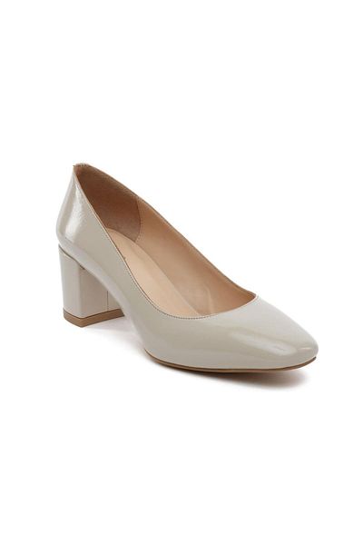 Greyder 59257 Beige Wrinkled Patent Leather Genuine Leather Women's Classic Shoes