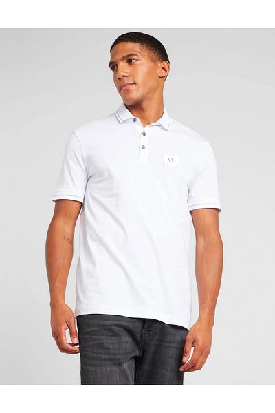 Armani Exchange Men's Metallic Icon Logo Polo White