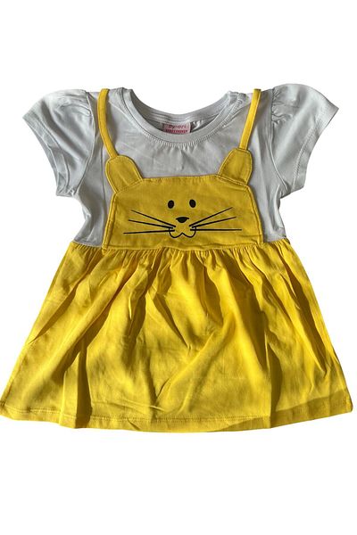 BY-GRİ By-Grey Cat Printed Girl's Dress